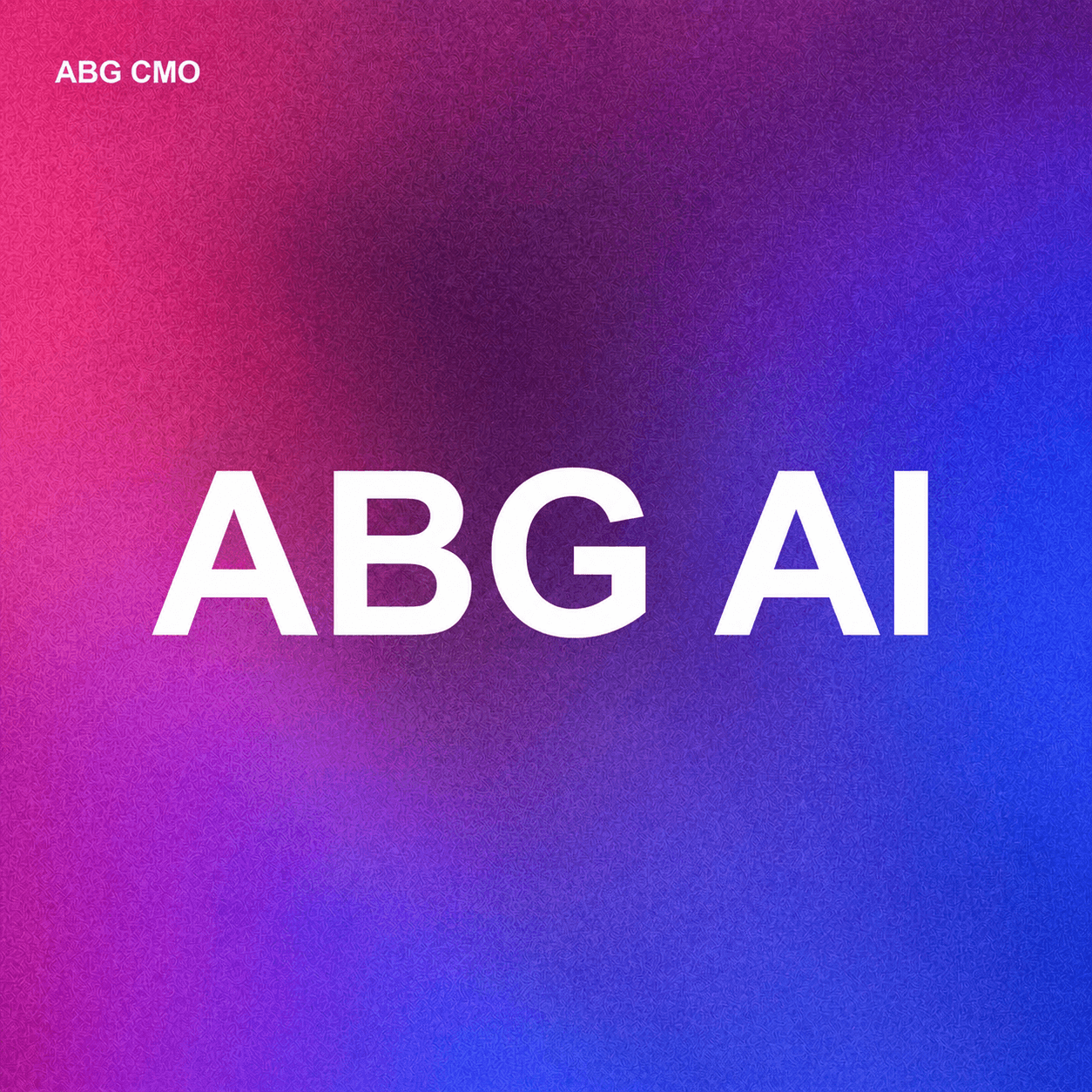 Pink and blue ABG CMO editorial thumbnail with white ABG AI typography