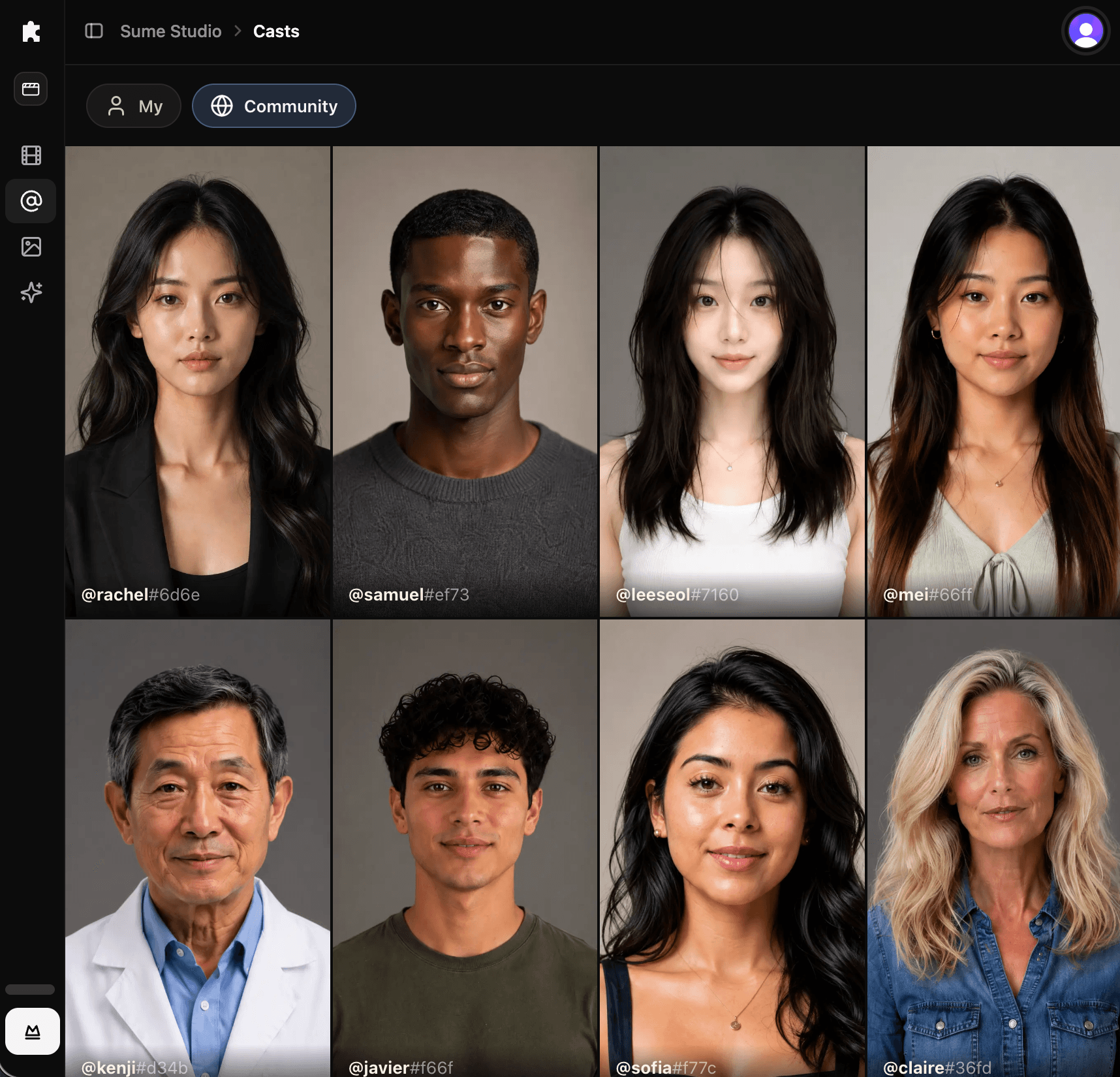 Sume Studio Cast browser